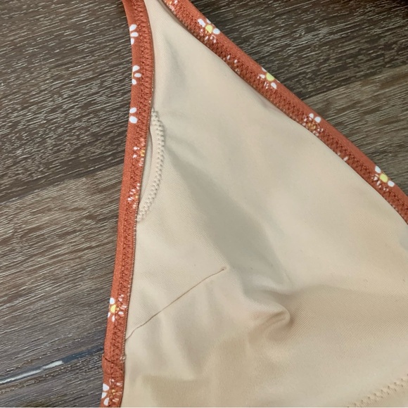 Victoria’s Secret Womens orange rusty Daisy print plunge tie neck one piece swim - Picture 11 of 11